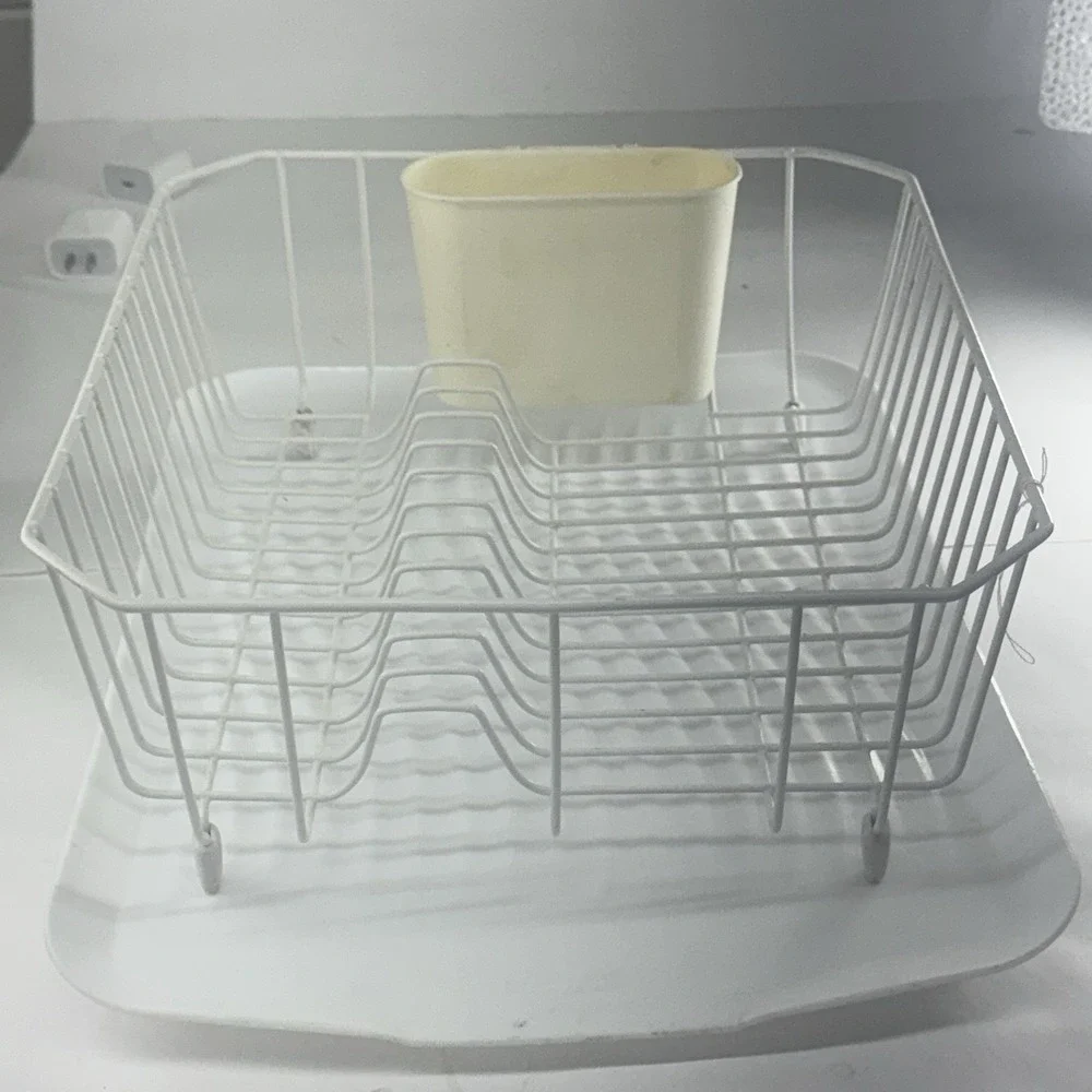Vintage White Rubbermaid Dish Drainer Drying Rack Coated Wire 12.5